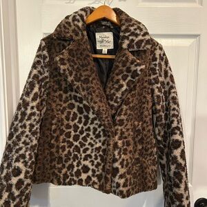 Maralyn & Me Animal Print Faux Fur Teddy Jacket